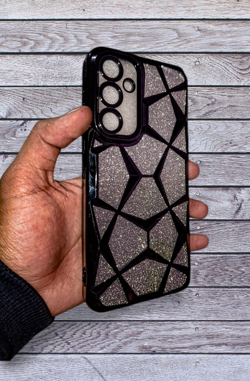 Samsung Galaxy A35 Premium Glitter Crystal Back Cover | Geometric Diamond Design | Stylish & Protective Case