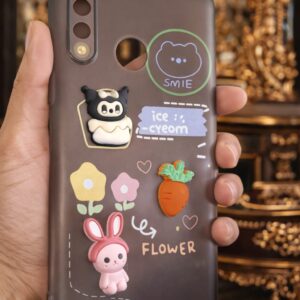 Realme 5 Cute 3D Cartoon Back Cover | Soft Silicone Teddy & Bunny Design Case | Stylish Protective Cover