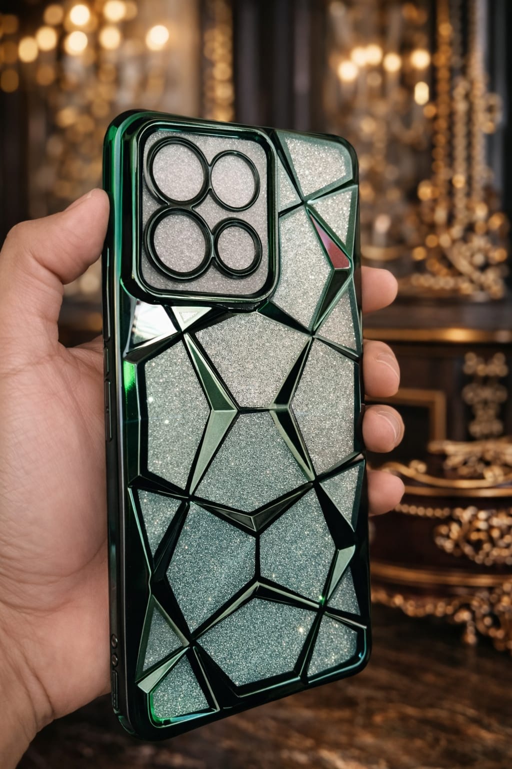 Motorola Edge 60 Premium Glitter Diamond Back Cover | Luxury Crystal Geometric Design | Stylish Protective Case