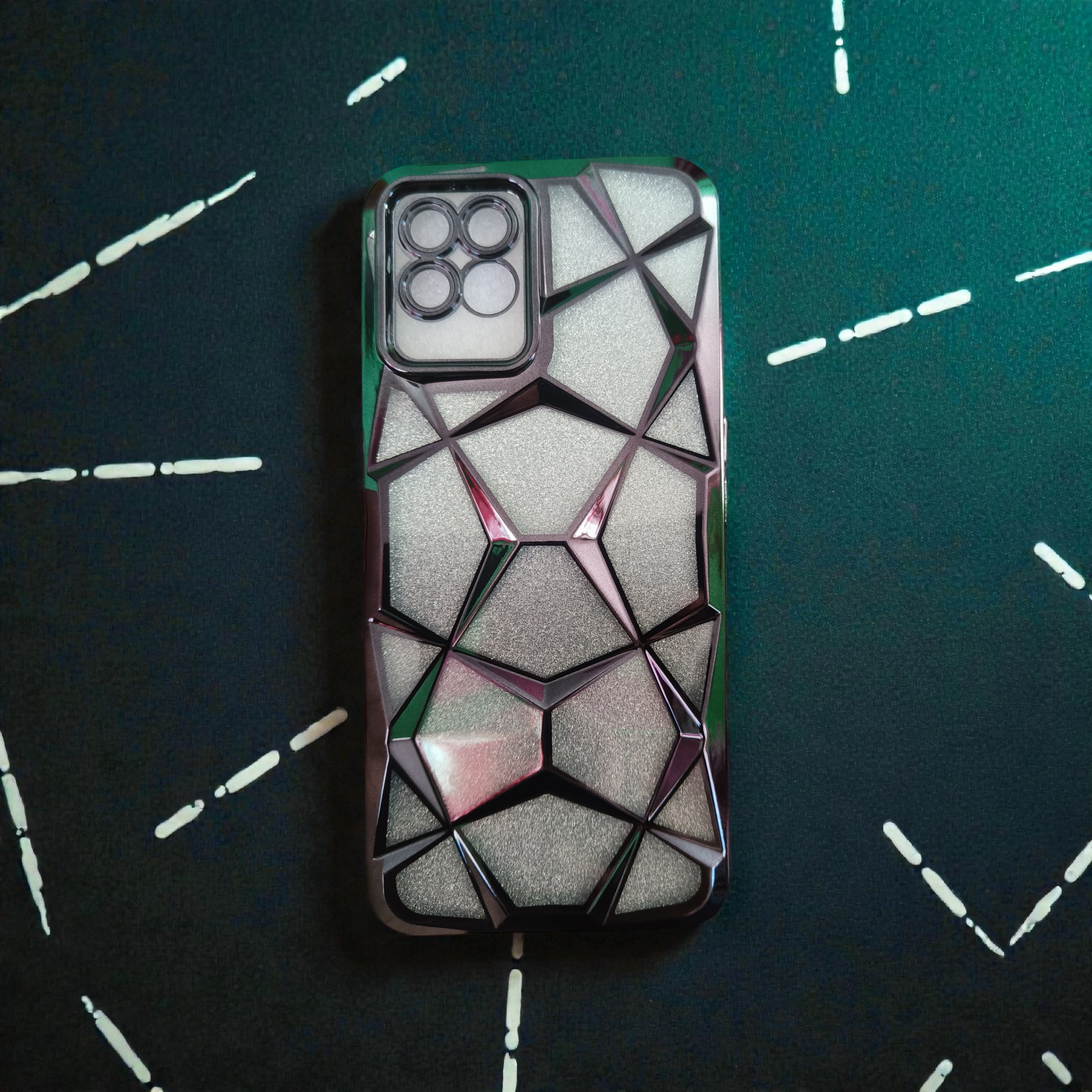 Realme 8i Luxury Geometric Crystal Pattern Back Cover | Premium Designer Case with Camera Protection (Black colour)