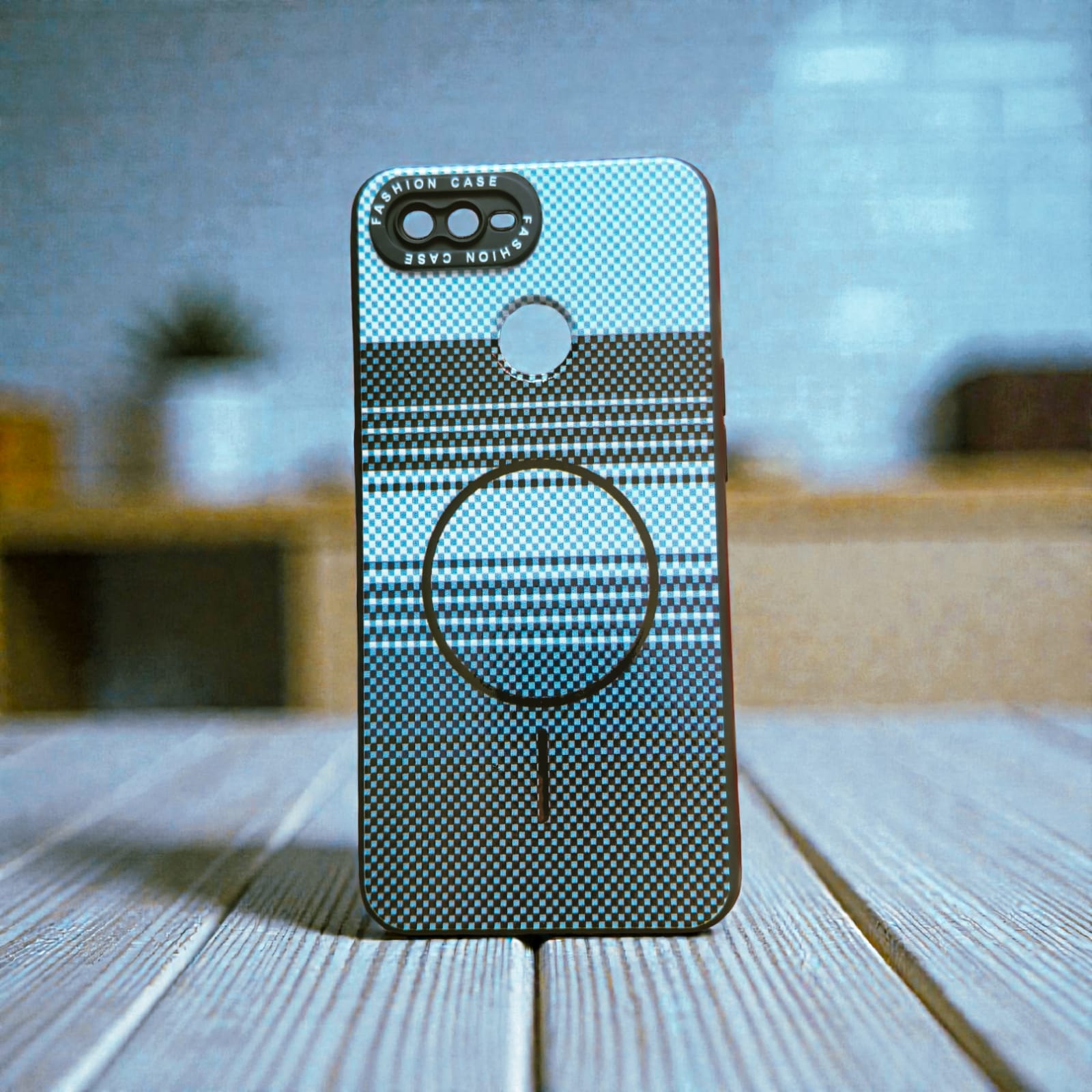 Design Back Cover OPPO F9 Pro Premium Carbon Texture Graphic Ring Cover