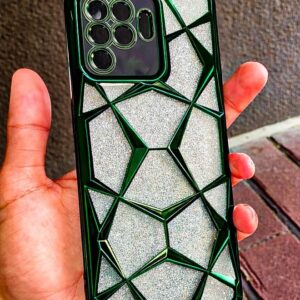 OPPO F19 Pro Premium Dark Green Glitter 3D Diamond Cover