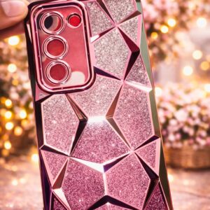 Diamond Back Cover for OPPO K13x and oppo A5 | Glitter Shockproof Case (Black, Pink & Golden)