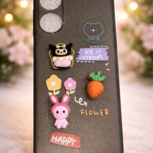 OPPO A58 Cute Cartoon Matte Back Cover | Gray Theme Soft Case