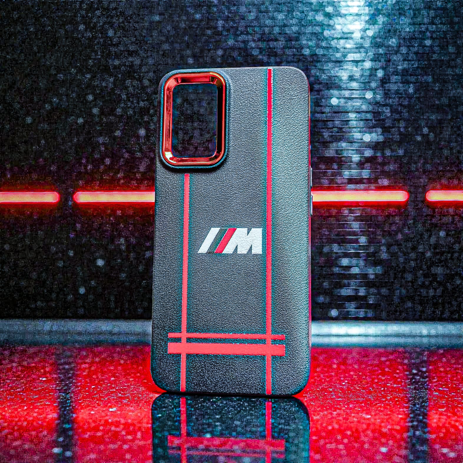 OPPO A76 5G Premium Leather Finish Racing Stripe Back Cover (Sporty M Design)