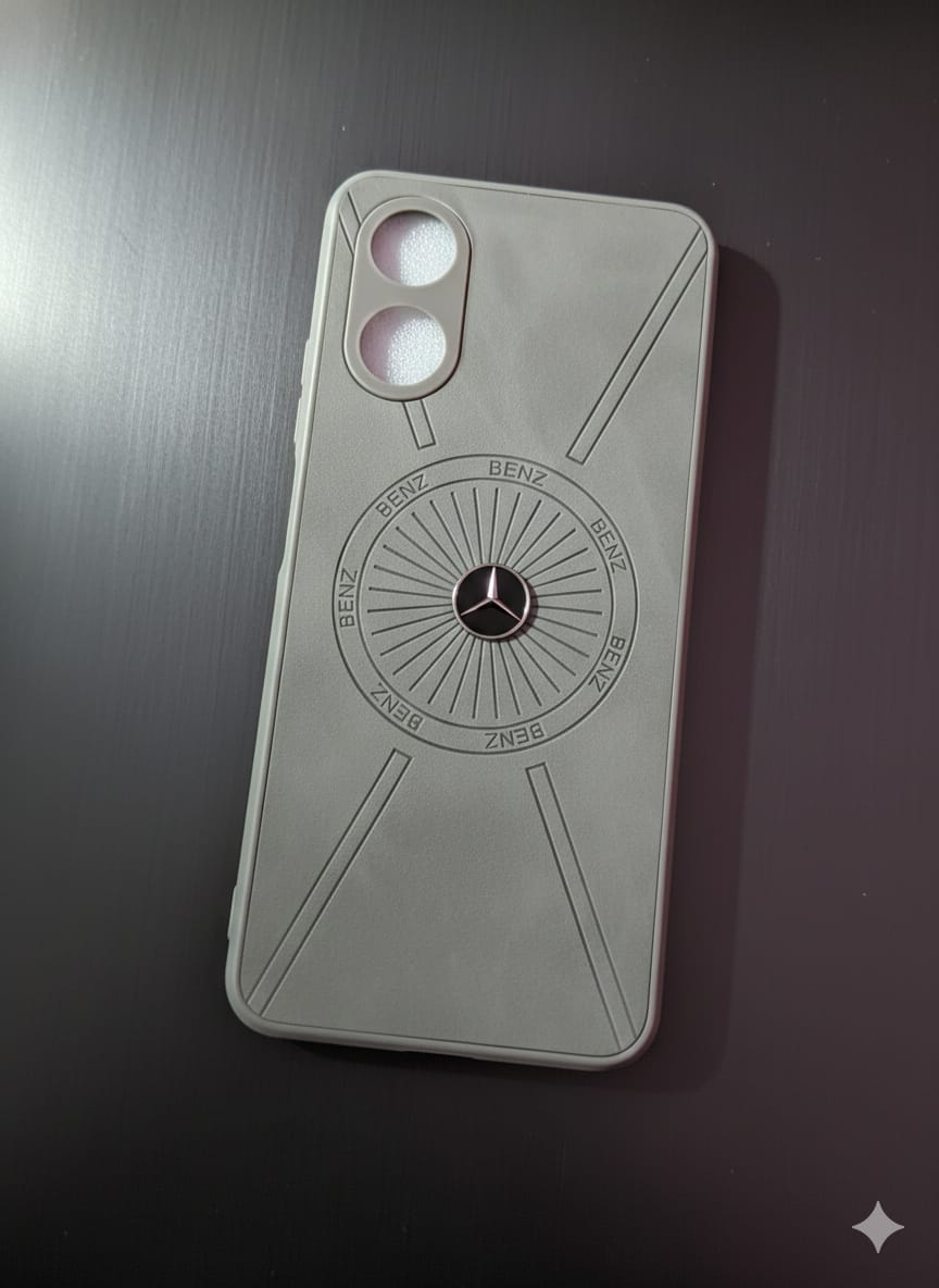 OPPO A17/A18/A38 3D Metal Logo Back Cover | Matte Grey Premium Case