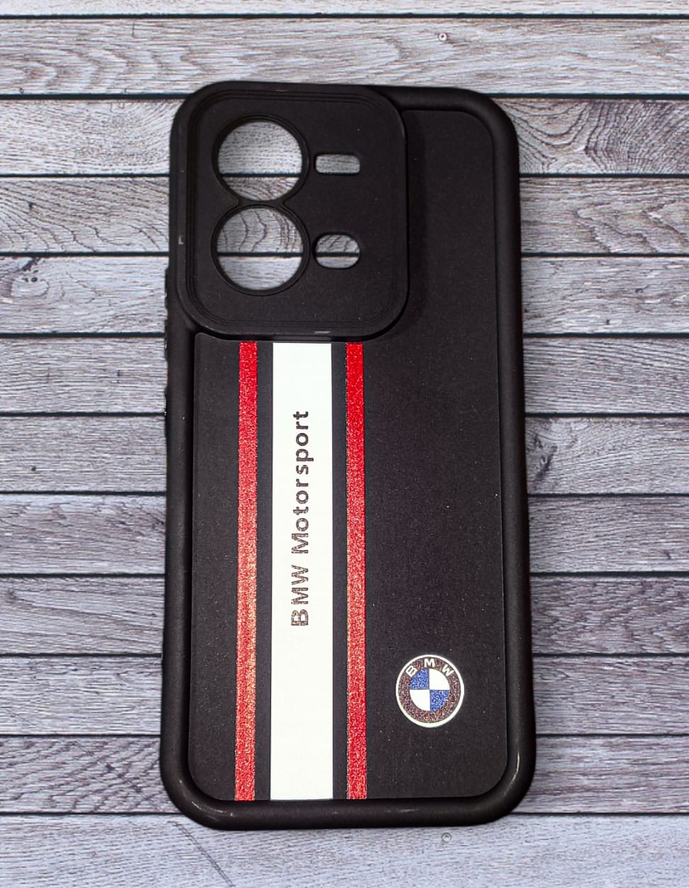 Premium Racing Style Back Cover for Vivo V25 | Premium Matte Black Case