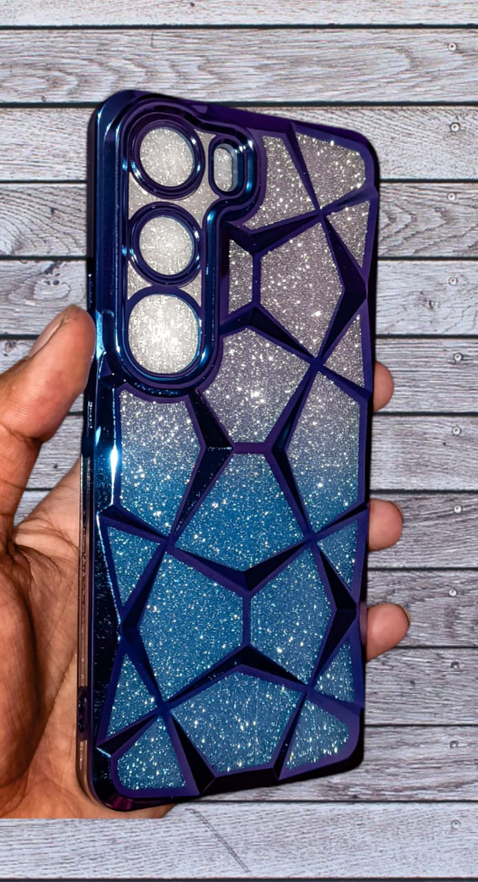 Premium Glitter Crystal Back Cover for Vivo V40 Lite | 3D Geometric Diamond Design Case