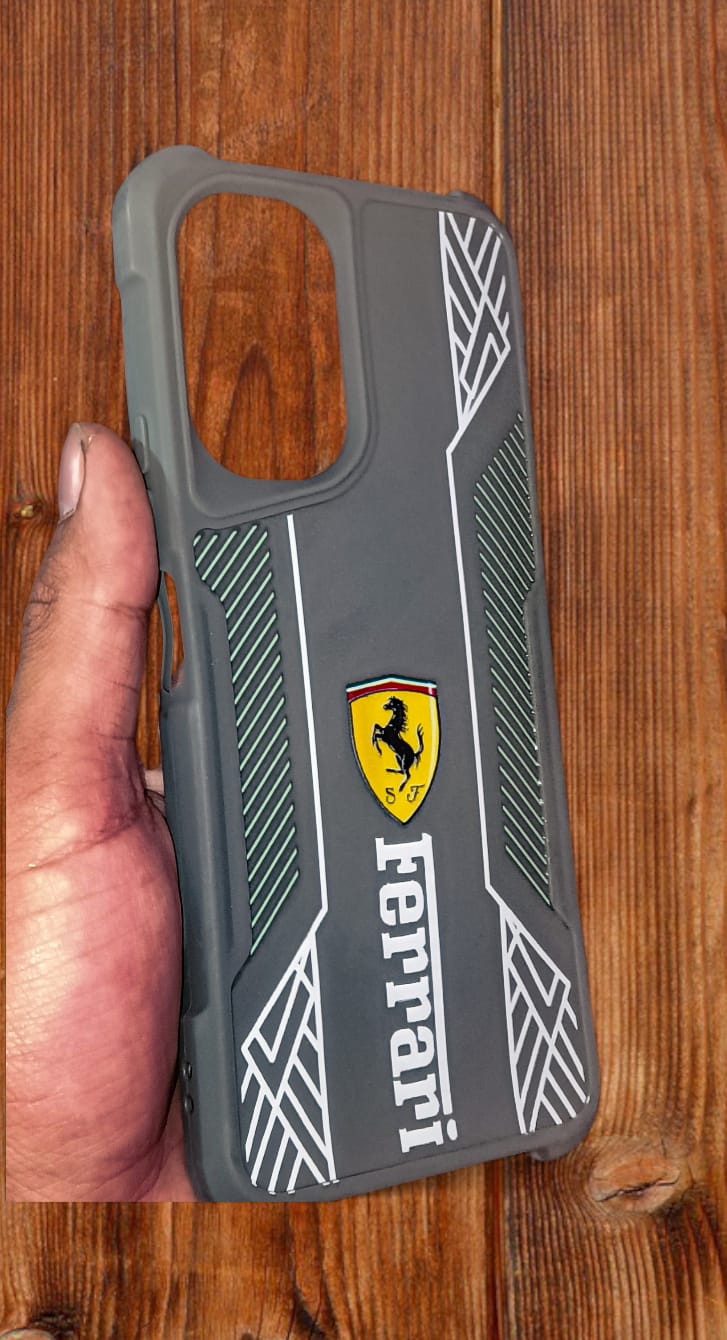 Ferrari Racing Style Premium Back Cover for Vivo Y28s | Matte Grey Designer Case