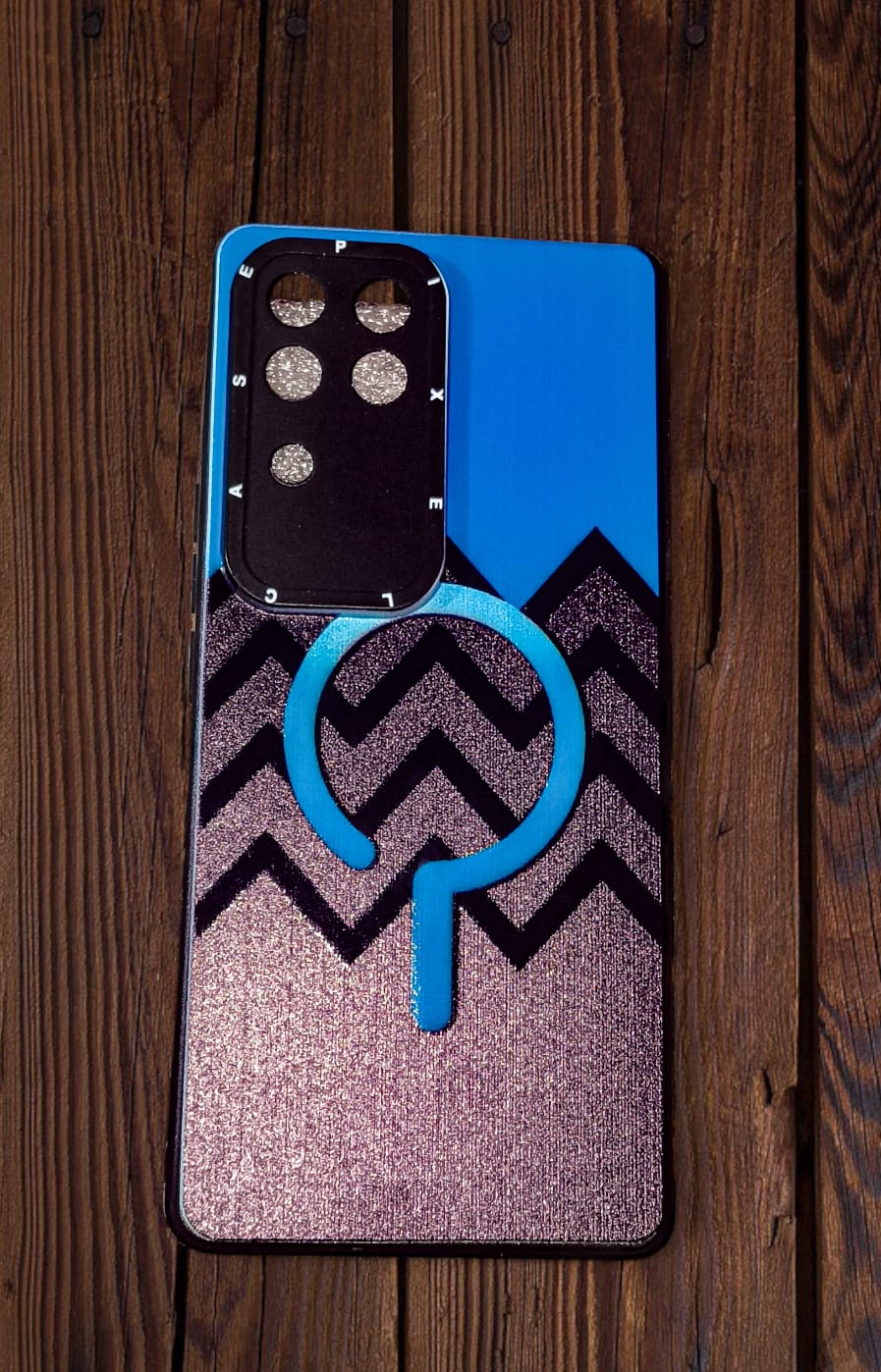 Luxury Glitter Ring Print Back Cover for Vivo V30 | Dual-Tone Stylish Design