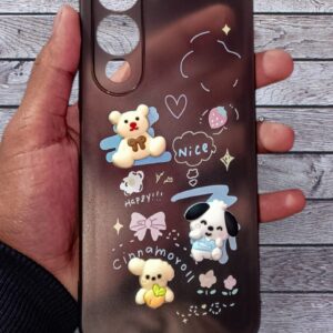 Vivo T4 Lite Cute Teddy Cartoon Soft TPU Back Cover |  Shockproof Designer Case (Gray)