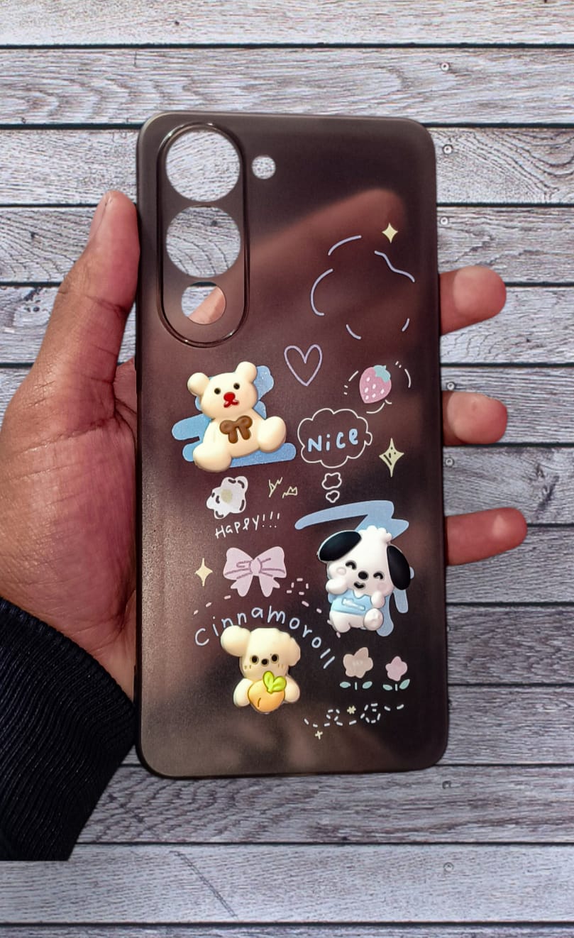 Vivo T4 Lite Cute Teddy Cartoon Soft TPU Back Cover |  Shockproof Designer Case (Gray)