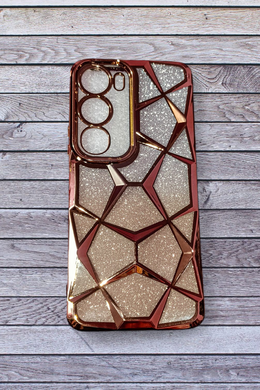 Vivo Y29 Luxury Glitter Geometric  Diamond Style Design | Shockproof Case (Golden, Pink, Black)