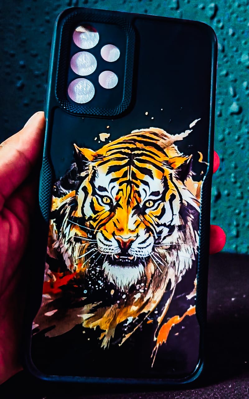 Samsung Galaxy A13 4G Fierce Tiger Printed Back Cover | Matte Black Designer Case with Strong Grip & Camera Protection