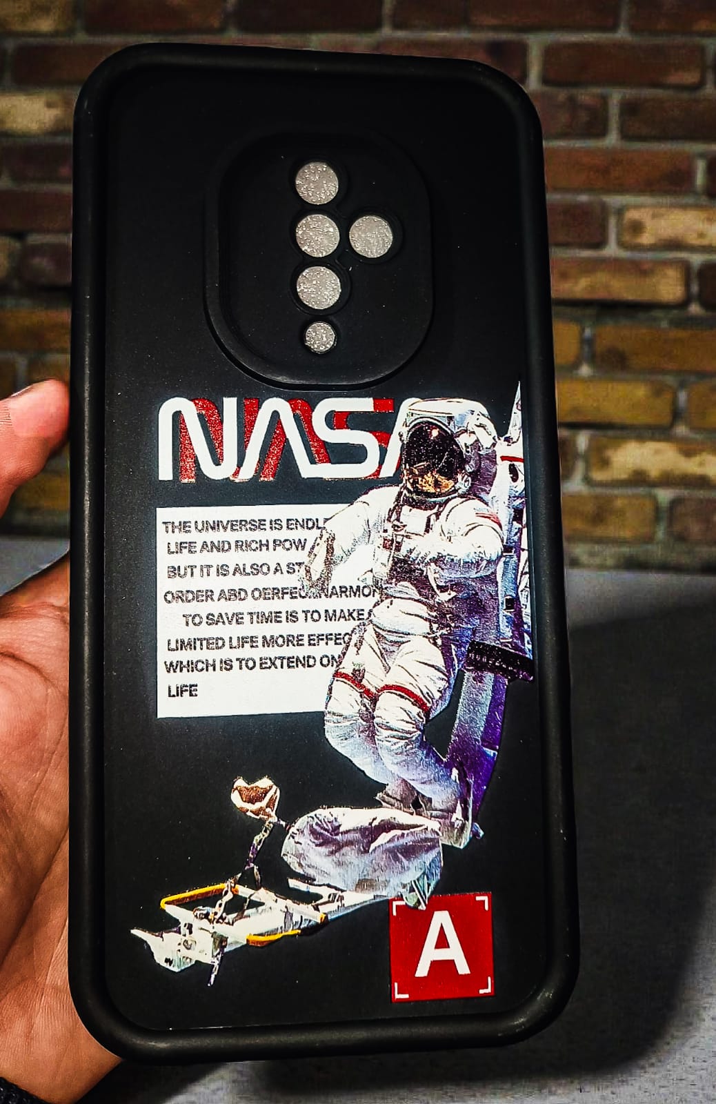 Samsung S1 Pro NASA Astronaut Back Cover | Matte Black Space Theme Soft TPU Case with Camera Protection