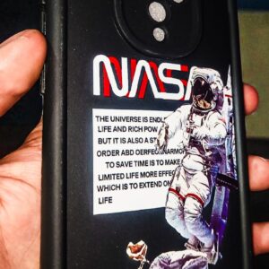 Samsung S1 Pro NASA Astronaut Back Cover | Matte Black Space Theme Soft TPU Case with Camera Protection