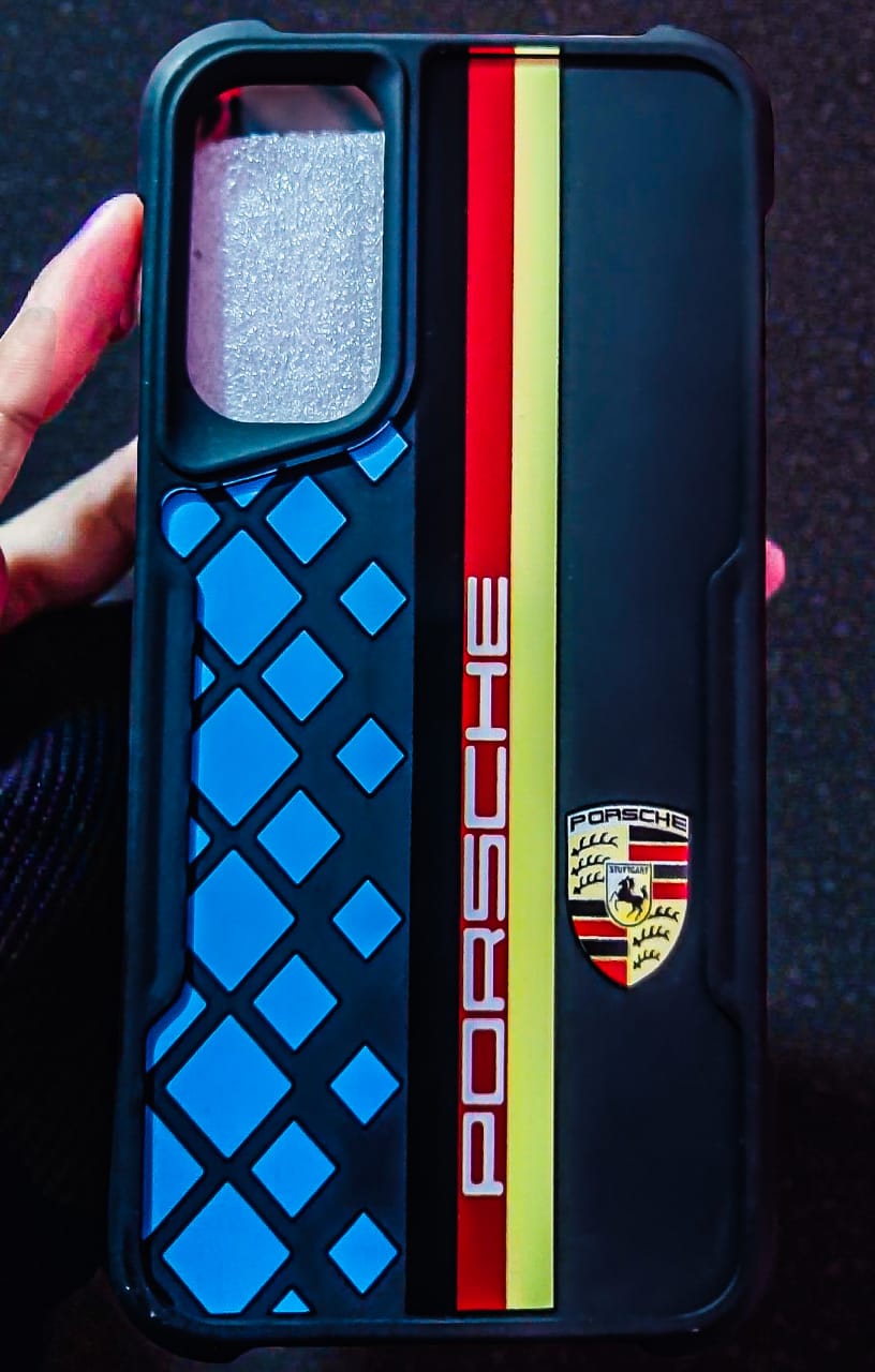 Samsung Galaxy A15 Premium Racing Stripe Back Cover | Porsche Style Matte Black Soft Case with Camera Protection