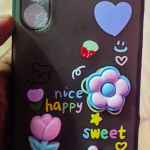 Samsung Galaxy A15 Cute 3D Cartoon Back Cover | Soft Matte Purple Case with Raised Camera Protection