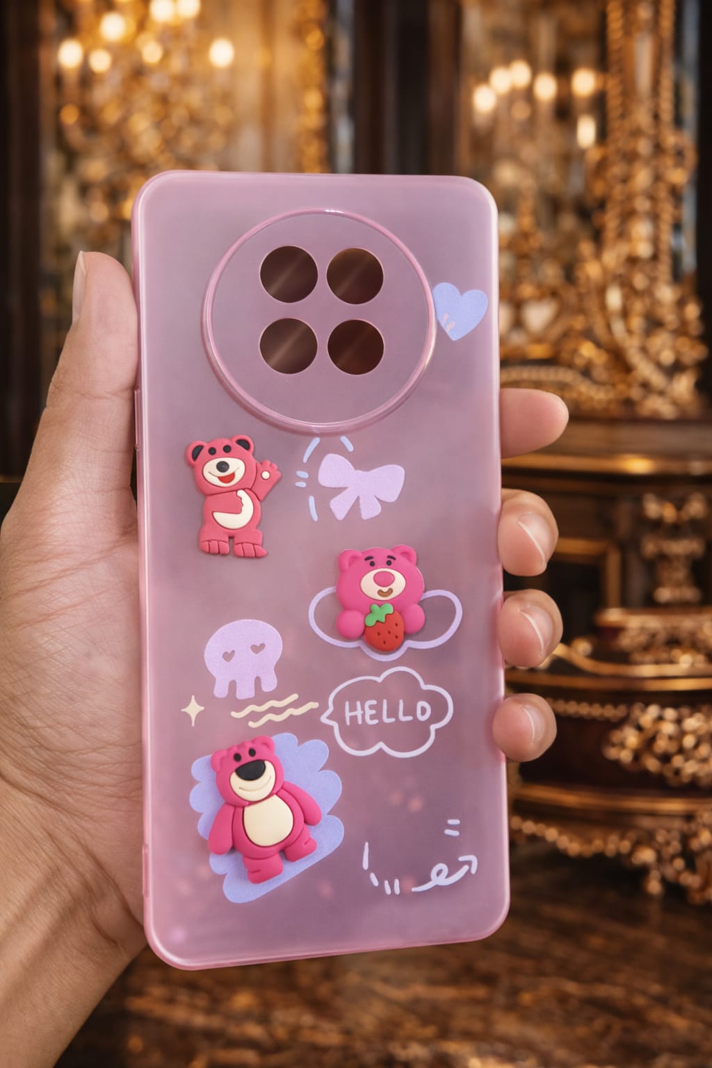 Realme 12X 5G Cute 3D Cartoon Teddy Back Cover | Soft Silicone Protective Case | Stylish Phone Cover