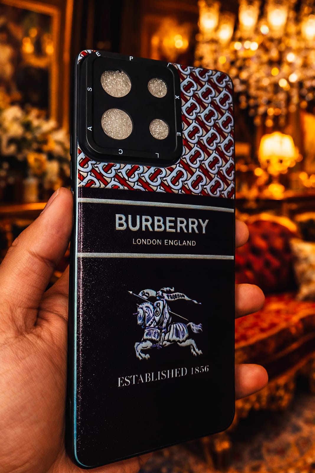 Redmi Note 13 Burberry Style Premium Designer Back Cover – Black Luxury Soft TPU Case