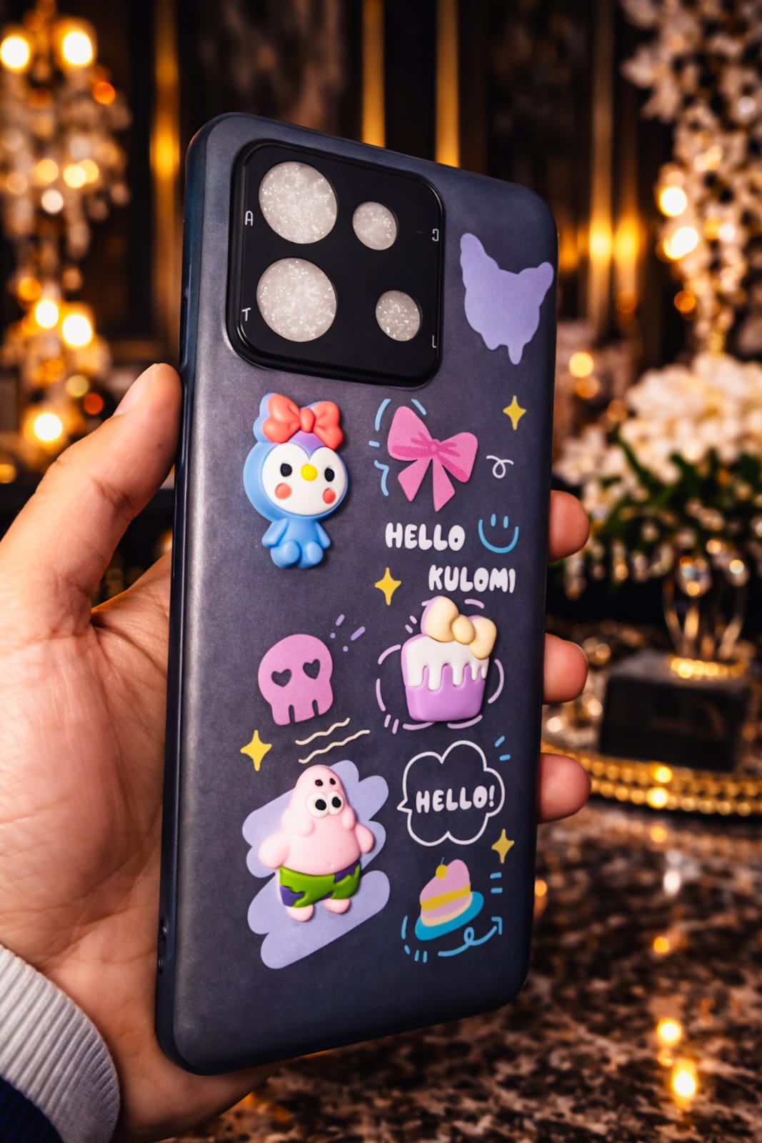 Cute Cartoon 3D Designer Back Cover for Redmi Note 13 – Gray & Pink Soft TPU Case