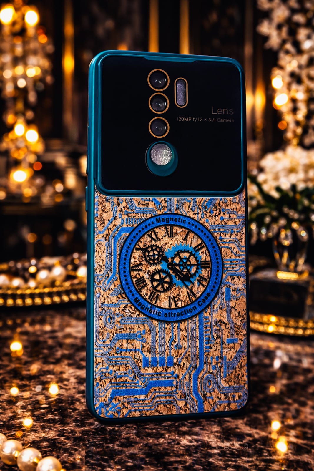 Luxury Cork Texture Back Case for Redmi Note 8 Pro – Blue Mechanical Design