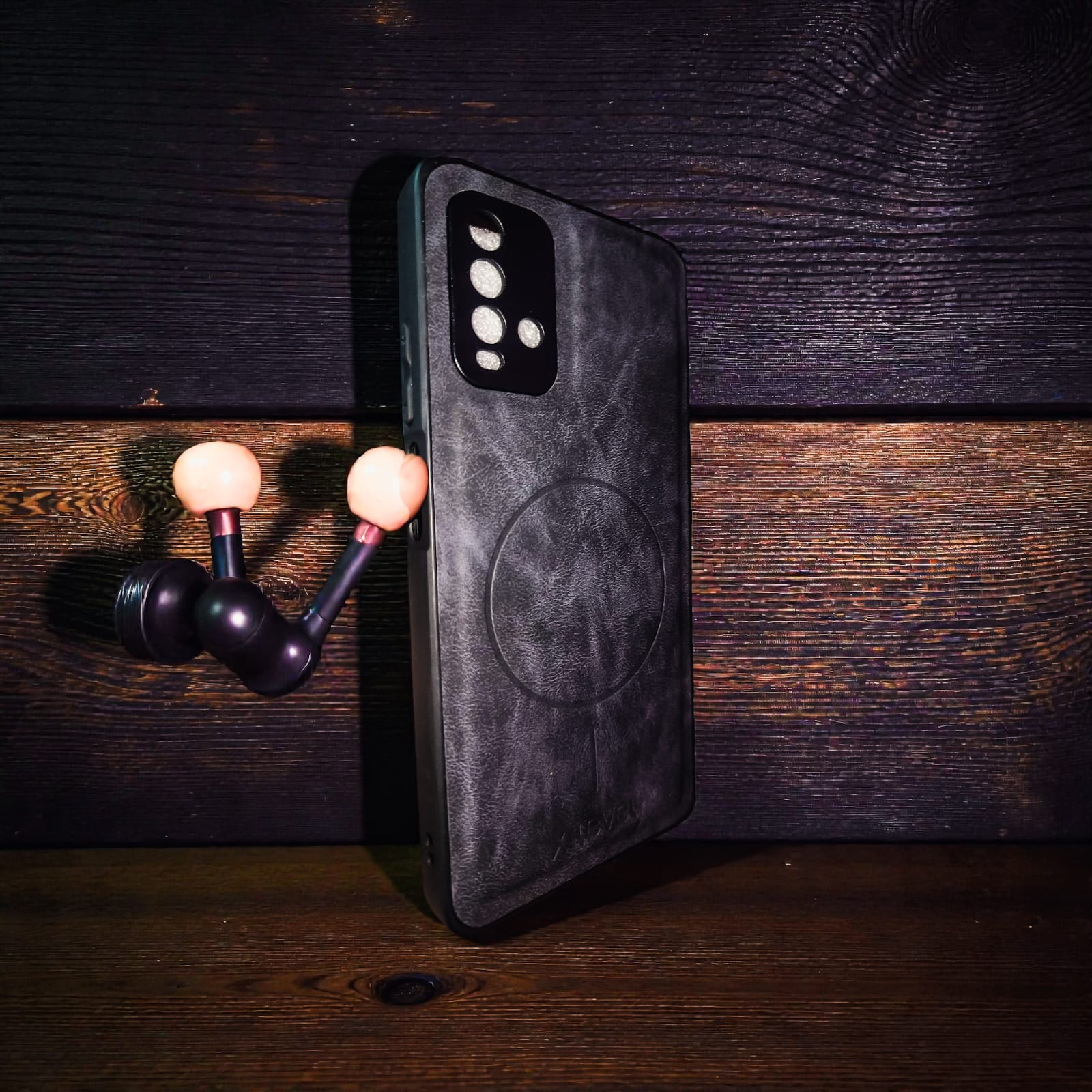 Premium Leather Texture Back Cover for Redmi 9 Power – Grey Slim Protective Case