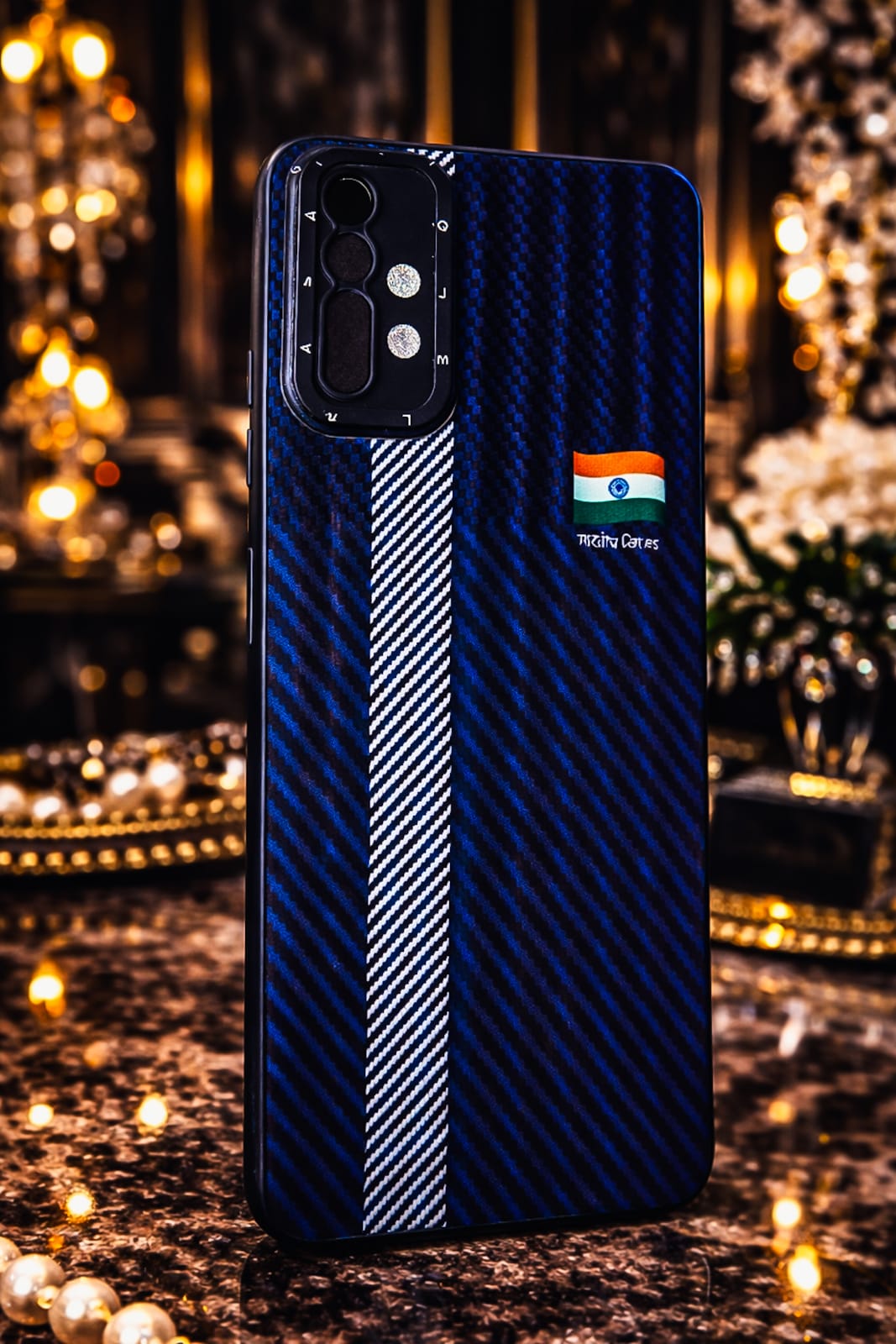 Carbon Fiber Texture Back Cover for Redmi 9 Power with Indian Flag Design – Premium Slim Protective Case