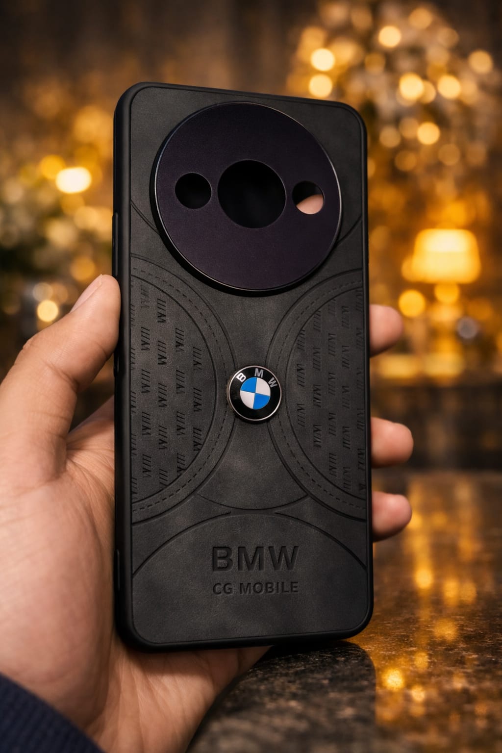 Premium Leather Texture Back Cover for MI Redmi A3 (2024) – Black Designer Protective Case