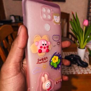 Pink Cute Cartoon Back Cover for Redmi Note 9 – Soft Transparent TPU Case with 3D Kawaii Design