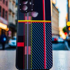 Racing Stripe Carbon Design Back Cover for POCO C51 – Matte Finish Slim Protective Case