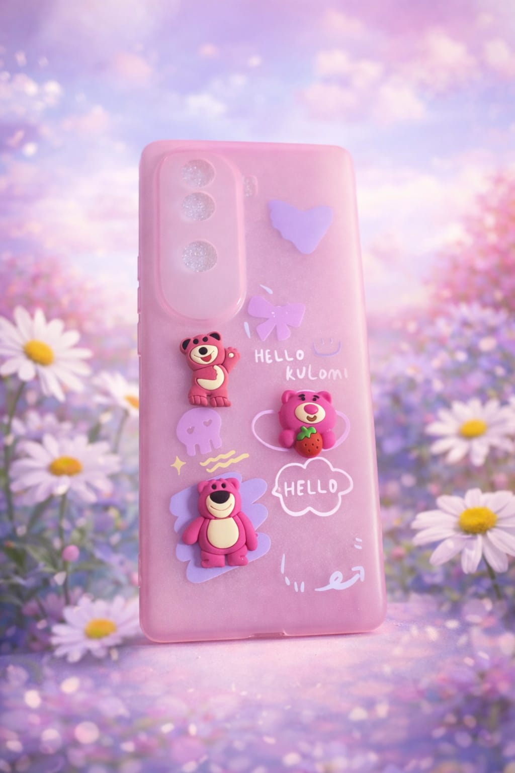 Cute Cartoon 3D Soft Silicone Back Cover for Vivo V40e | Kawaii Teddy & Floral Design Case