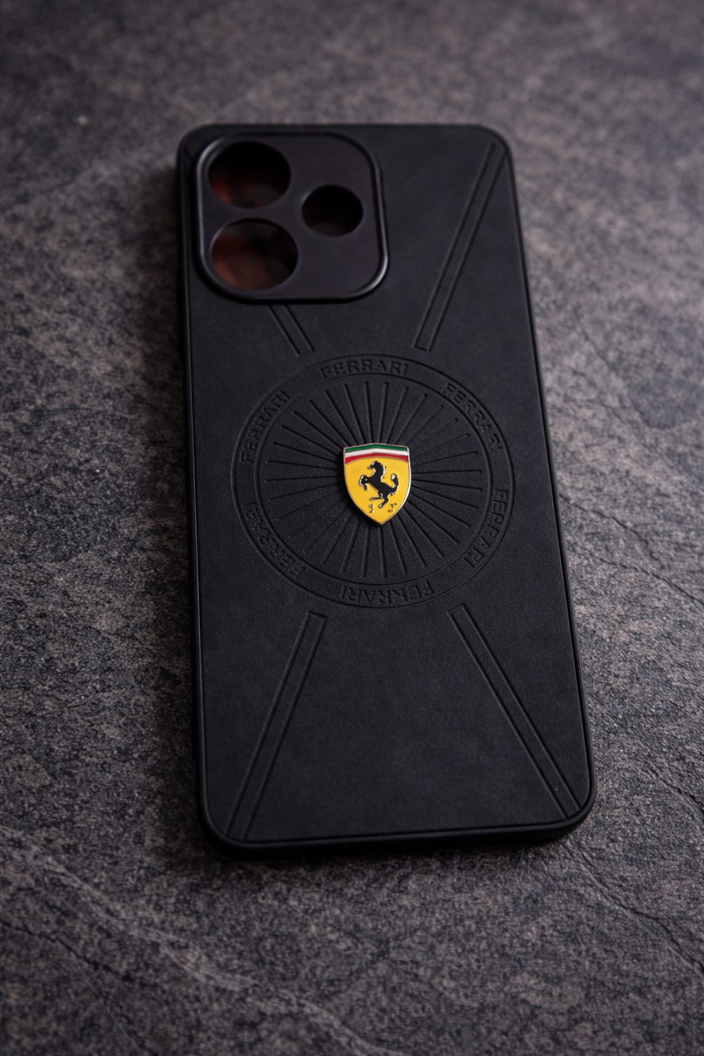 OPPO A5 Pro Ferrari 3D Logo Premium Leather Back Cover