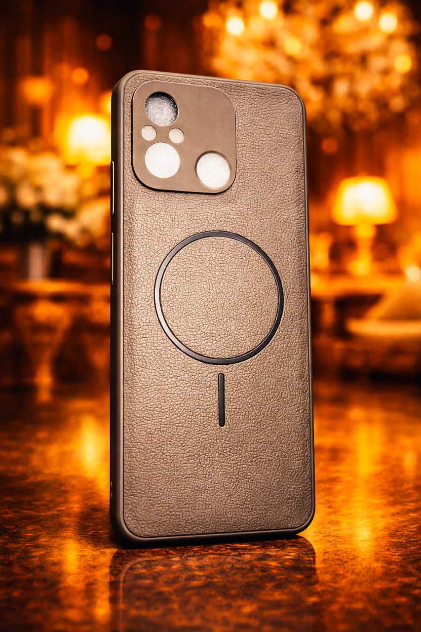 Magnetic Leather Finish Back Cover for Redmi 12C – Gray Classic Protective Case