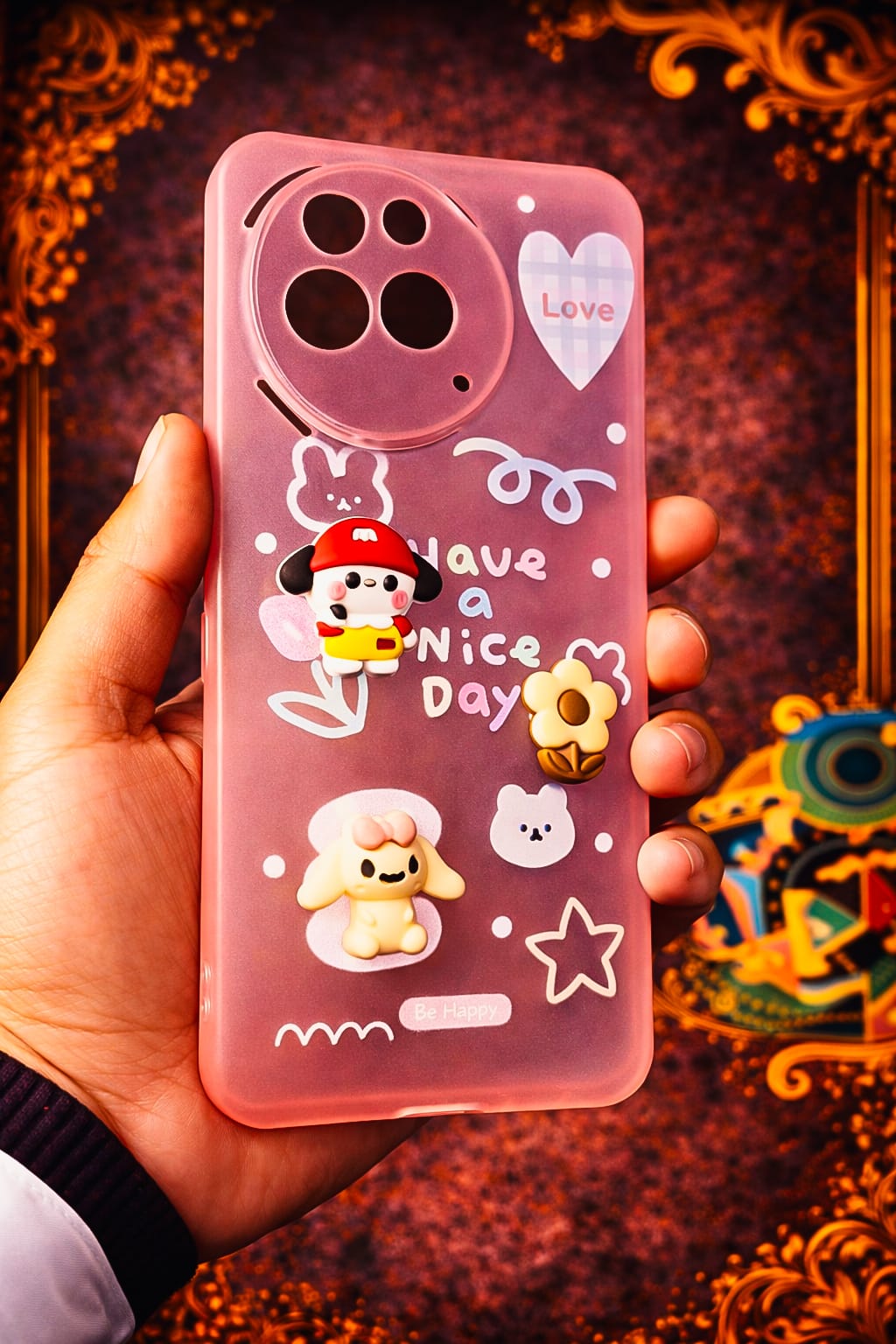 Cute Pink Transparent Cartoon Back Cover for Nothing Phone 3a – Soft Silicone Protective Case