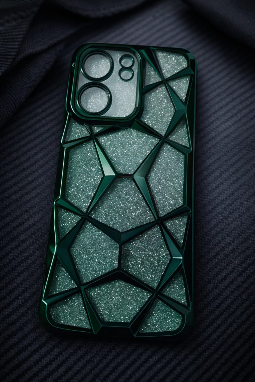 Oppo A5x Diamond Glitter Back Cover – Dark Green